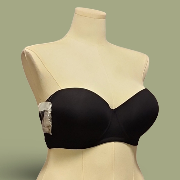 Convertible Black Strapless Bra w/ Clear Strap Attachments 44DD Goth Whimsygoth - Picture 3 of 6